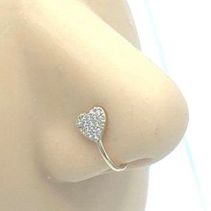 CZ Heart 24 KT Gold Plated Nose Cuff Fake Nose Rings No Piercing Jewelry